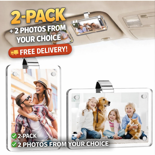 2PCS Magnetic Car Sun Visor Photo Holder