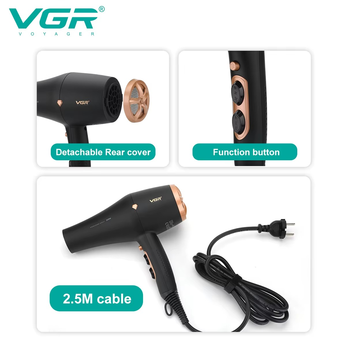 VGR V462 Professional Hair Dryer 2200-2600W